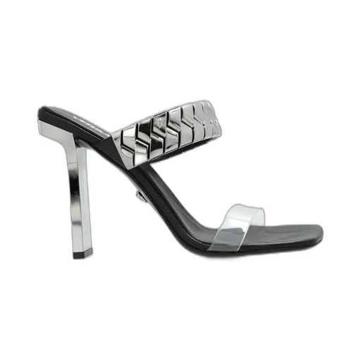 Mules With Metallic Chain Detail