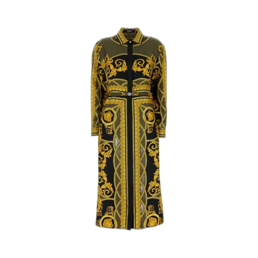 Barocco Print Silk Shirt Dress