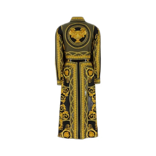 Barocco Print Silk Shirt Dress