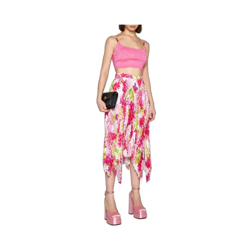 Pleated Asymmetric Midi Skirt