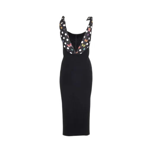 Sleeveless Midi Dress With Butterfly Print Straps