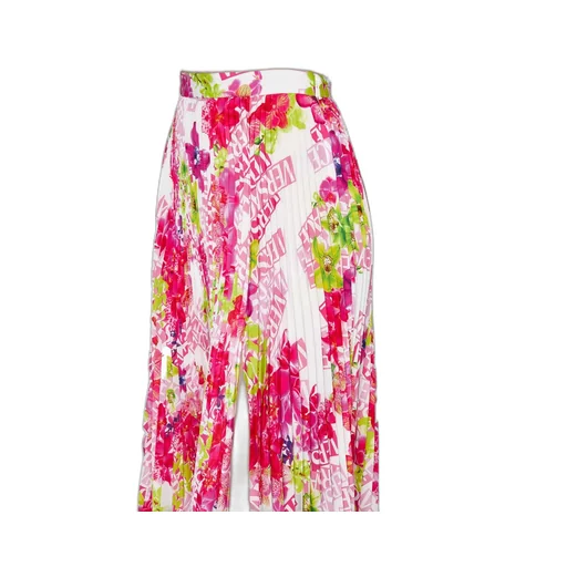 Pleated Asymmetric Midi Skirt