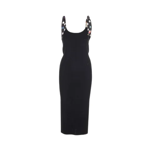 Sleeveless Midi Dress With Butterfly Print Straps