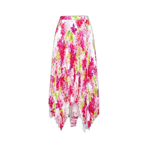 Pleated Asymmetric Midi Skirt