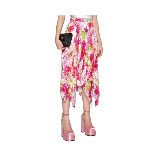 Pleated Asymmetric Midi Skirt