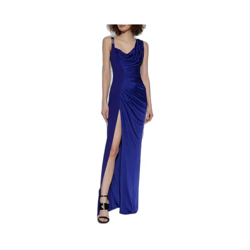 Draped Maxi Dress With High Slit