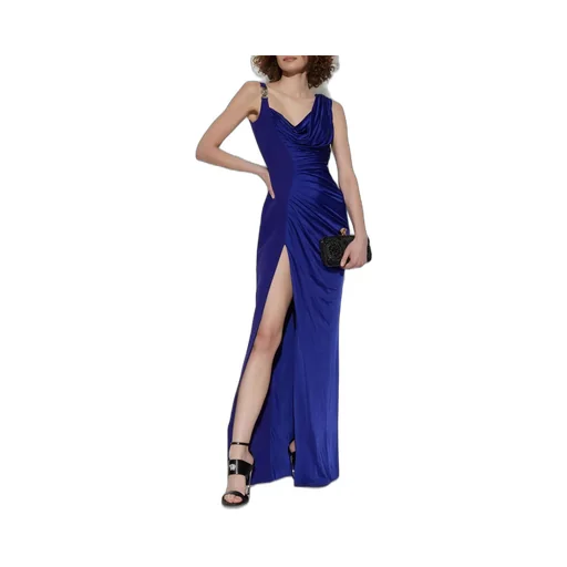 Draped Maxi Dress With High Slit