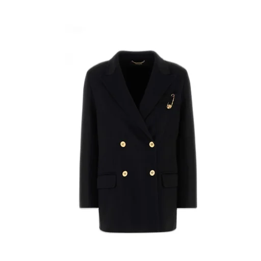 Double-Breasted Blazer With Medusa Safety Pin