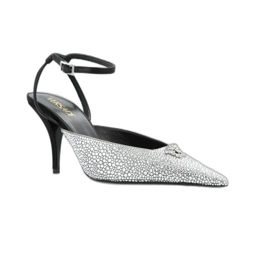 Crystal-Embellished Slingback Pumps