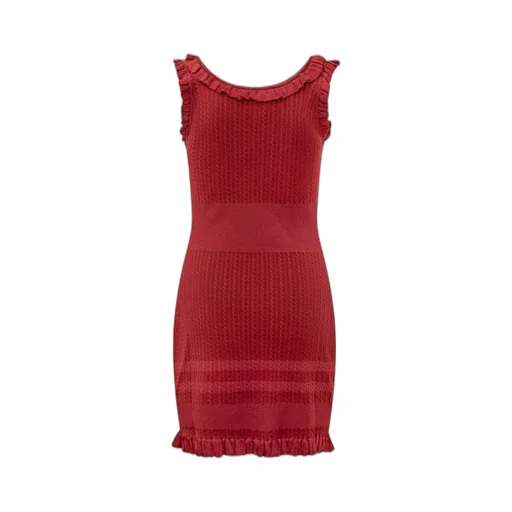 Knit Dress With Ruffle Trim