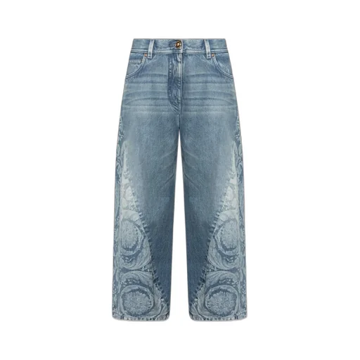 Wide-Leg Jeans With Baroque Print