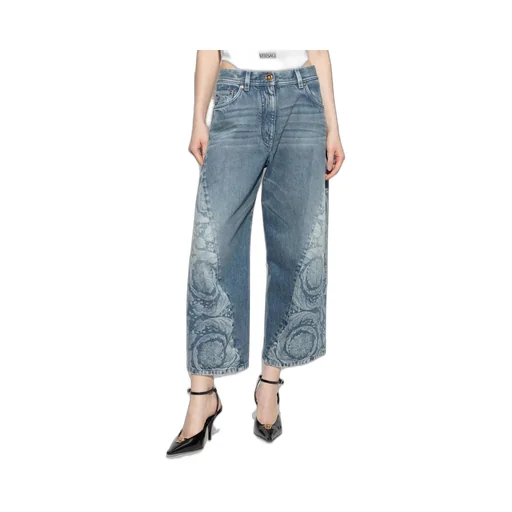Wide-Leg Jeans With Baroque Print