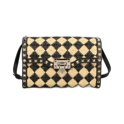 Studded Woven Shoulder Bag