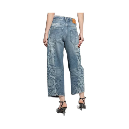 Wide-Leg Jeans With Baroque Print