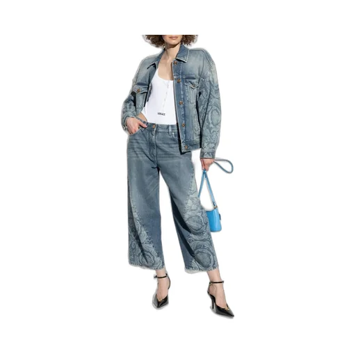 Wide-Leg Jeans With Baroque Print
