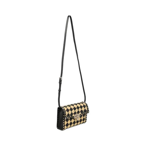 Studded Woven Shoulder Bag