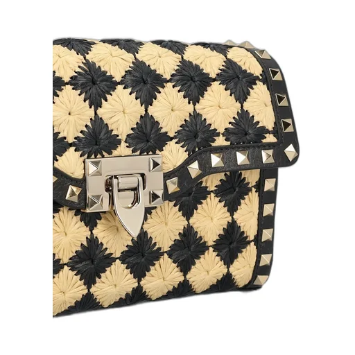 Studded Woven Shoulder Bag