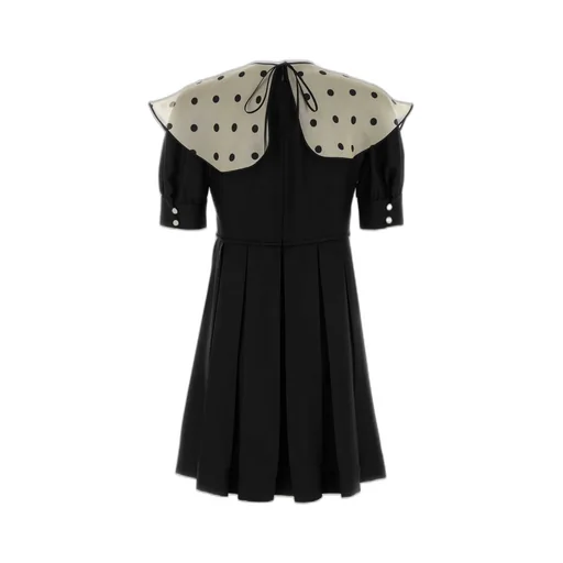 Pleated Dress With Polka Dot Cape