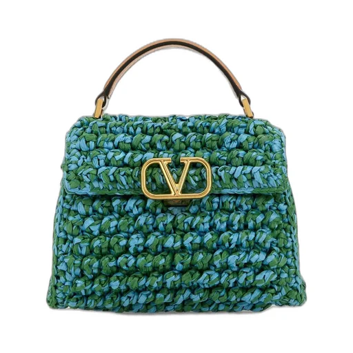 Vltn Times Raffia Top Handle Bag