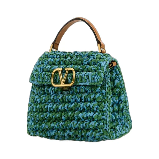 Vltn Times Raffia Top Handle Bag