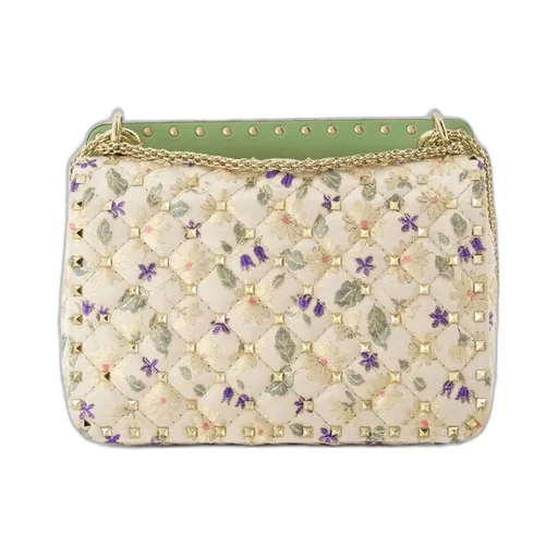 Quilted Shoulder Bag With Floral Embroidery