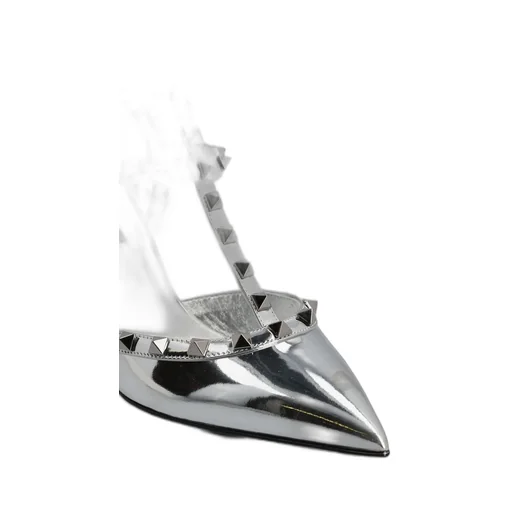 Studded Leather Slingback Pumps