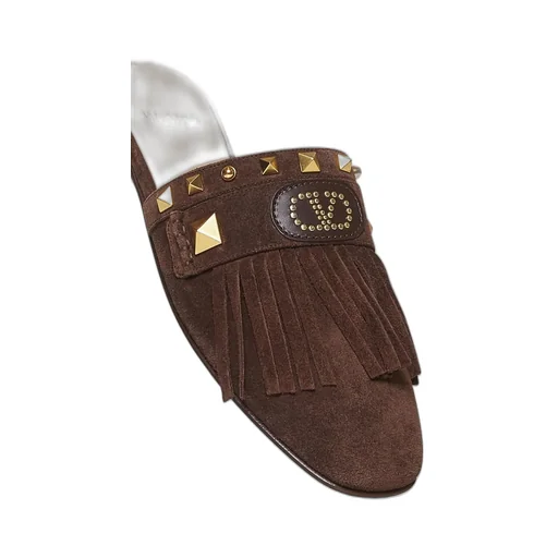 Mules With Studs And Fringes