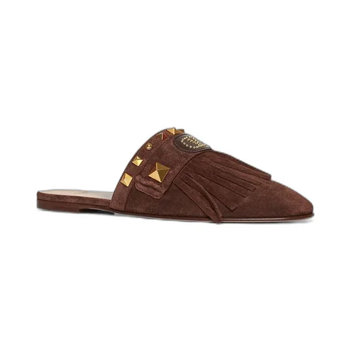 Mules With Studs And Fringes
