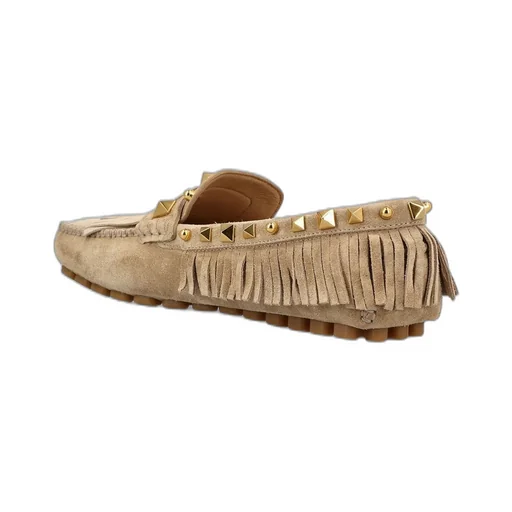 Moccasins With Studs And Fringe
