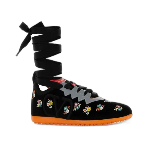 Embellished Sneakers With Lace-Up Ribbons