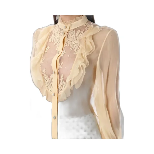 Ruffled Lace Trimmed Blouse