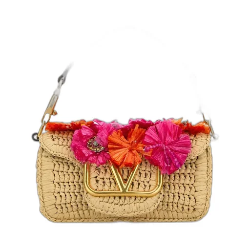 Valentino Garavani Vlogo Raffia Shoulder Bag