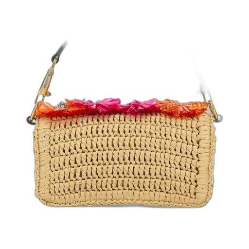 Valentino Garavani Vlogo Raffia Shoulder Bag