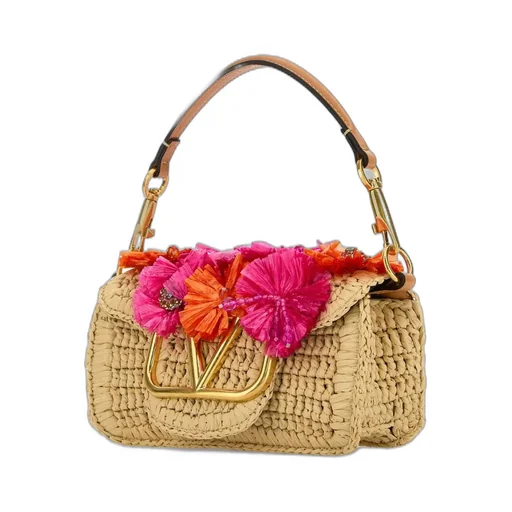 Valentino Garavani Vlogo Raffia Shoulder Bag