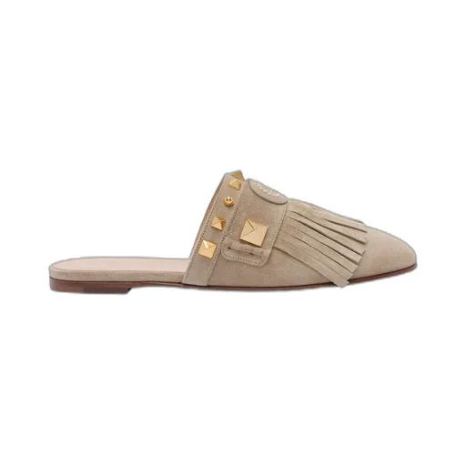 Mules With Studs And Fringe