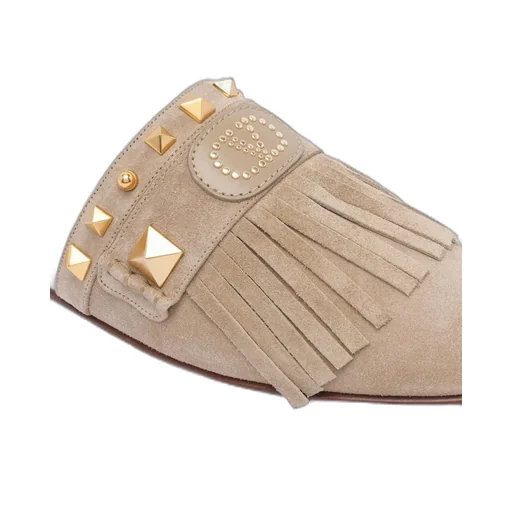Mules With Studs And Fringe