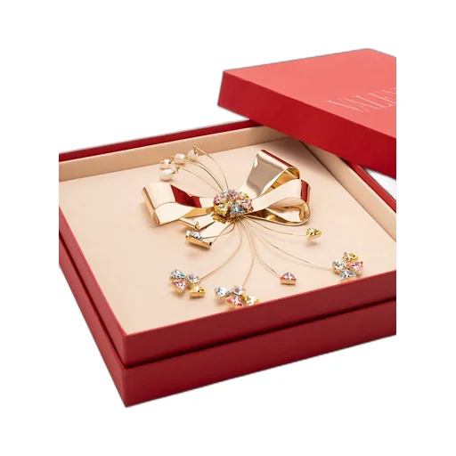 Bow Brooch With Pearls And Crystals