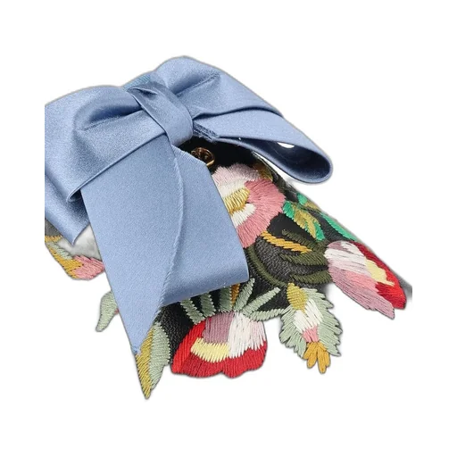 Mules With Embroidered Flowers And Bow