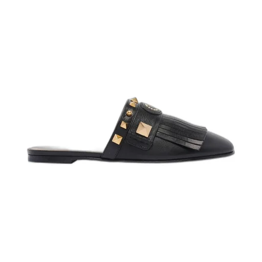 Mules With Studs And Fringe