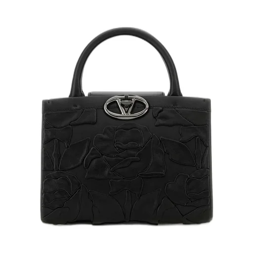 Rose Embellished Top Handle Bag