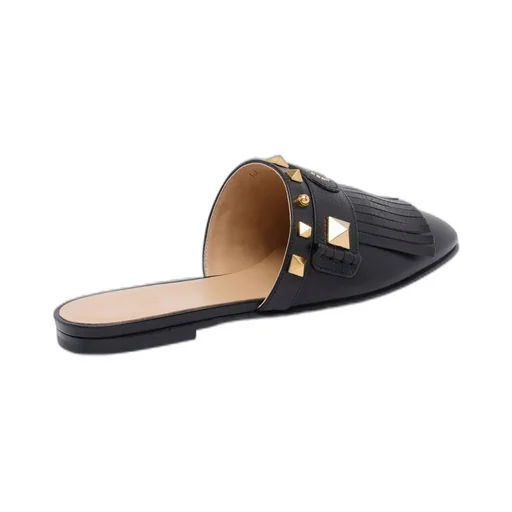 Mules With Studs And Fringe