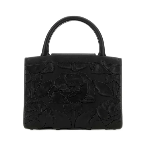 Rose Embellished Top Handle Bag