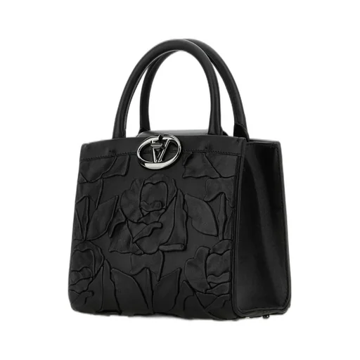 Rose Embellished Top Handle Bag