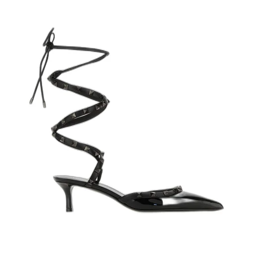 Studded Lace-Up Kitten Heels