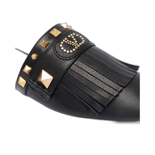 Mules With Studs And Fringe