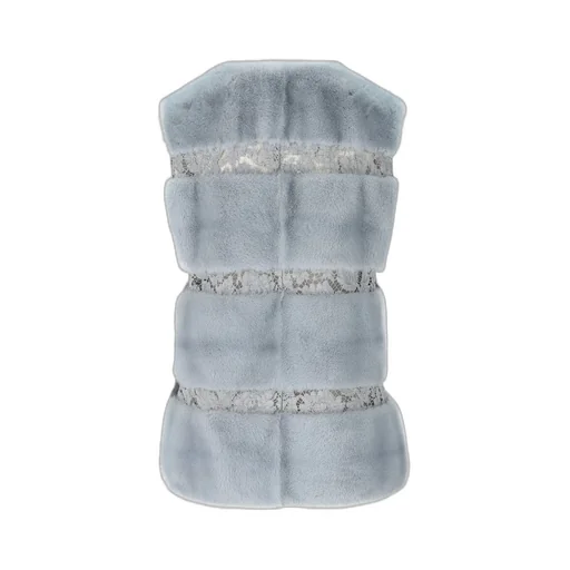 Sleeveless Fur Vest With Lace Inserts