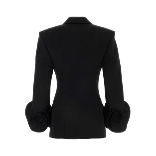 Double-Breasted Blazer With Rose Detail