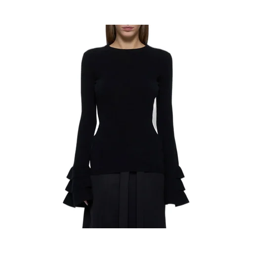 Long Sleeve Knit Top With Ruffled Cuffs