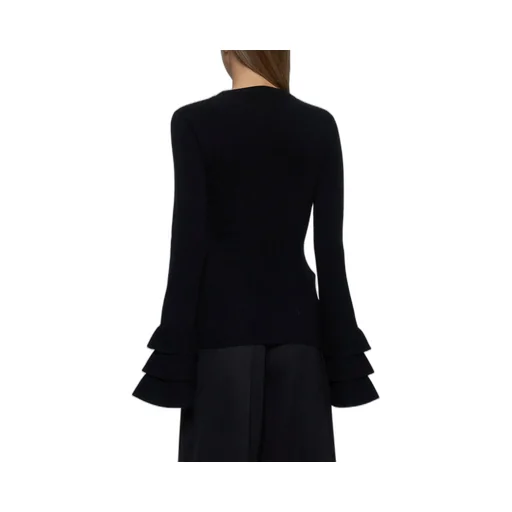 Long Sleeve Knit Top With Ruffled Cuffs