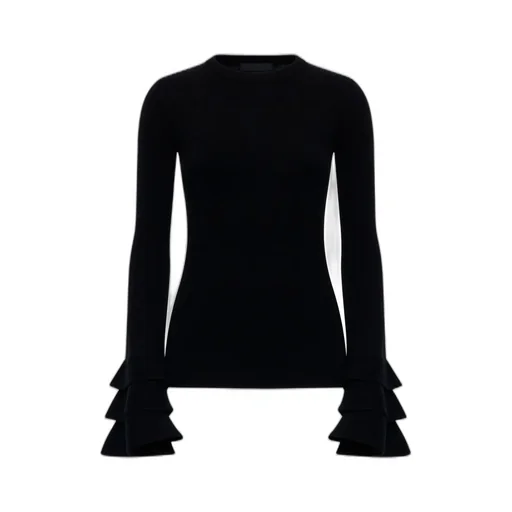 Long Sleeve Knit Top With Ruffled Cuffs